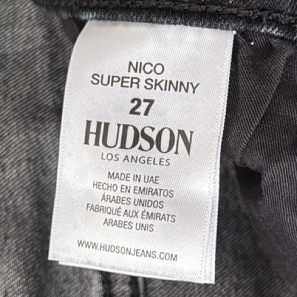 HUDSON JEANS NICO SUPER SKINNY BLACK ACID WASH SIZE 27 - Picture 8 of 9